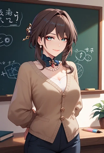 star rail,ruan mei,teacher, sweater  - AI generated anime art